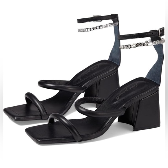 Free People Parker Chain Heel Black Size 39.5 - Picture 4 of 8